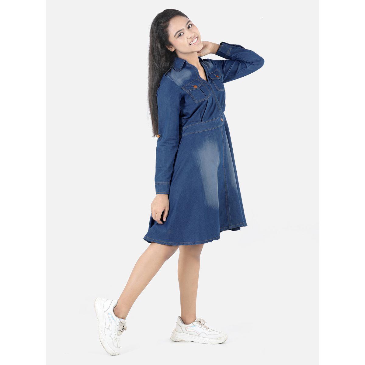 Styli Flap Pocket Detail Denim Dress-girls-clothing-dressesandjumpsuits-image-4