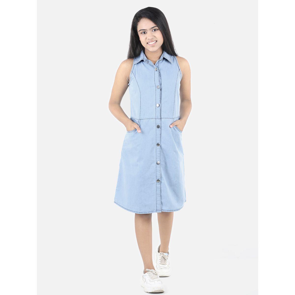 Styli Pocket Detail Denim Shirt Dress-girls-clothing-dressesandjumpsuits-image-1