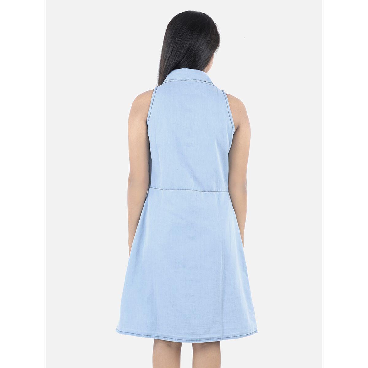 Styli Pocket Detail Denim Shirt Dress-girls-clothing-dressesandjumpsuits-image-2