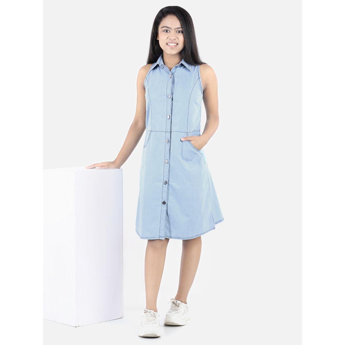 Styli Pocket Detail Denim Shirt Dress-girls-clothing-dressesandjumpsuits-image-4