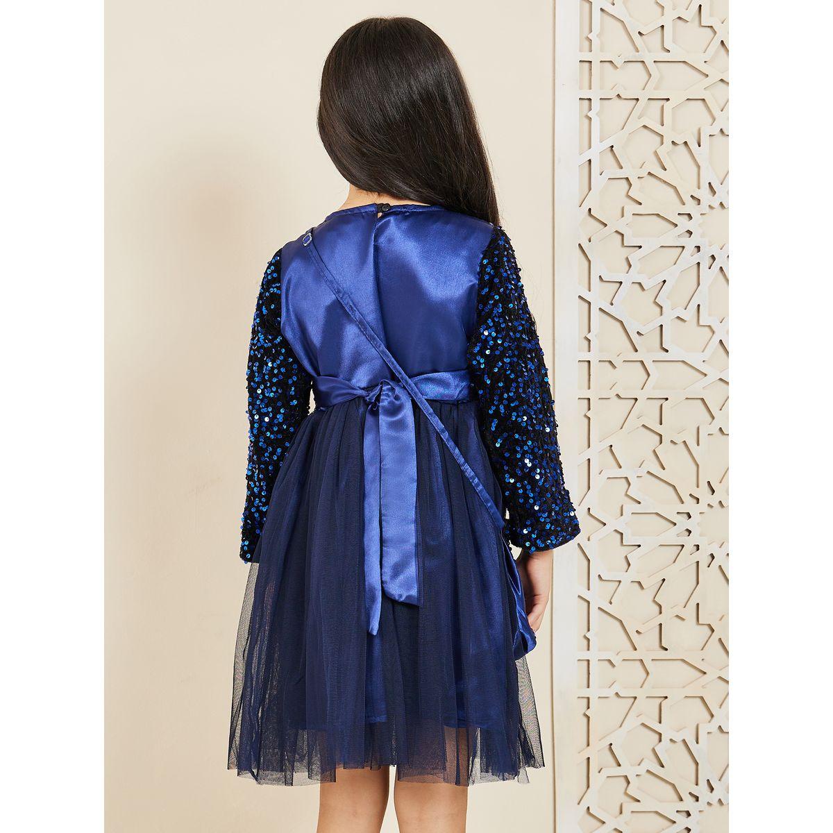 Styli Embellished Bow Trim Mesh Insert A-Line Dress with Cross Body Bag-girls-clothing-dressesandjumpsuits-image-4