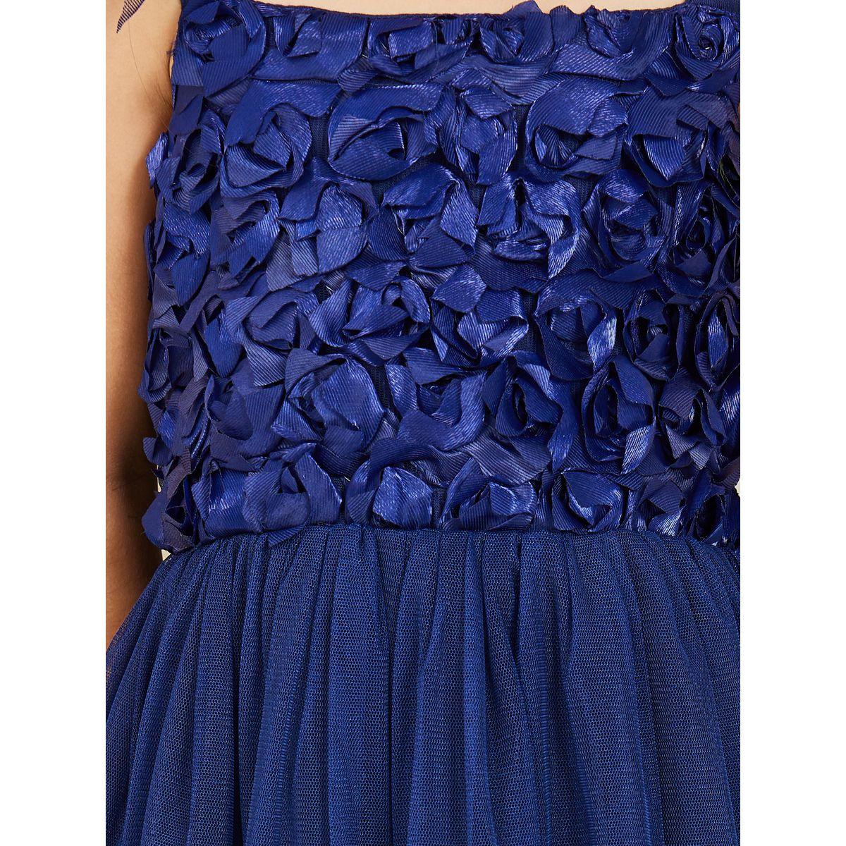 Styli Floral Applique Detail Mesh Insert A-Line Dress-girls-clothing-dressesandjumpsuits-image-3