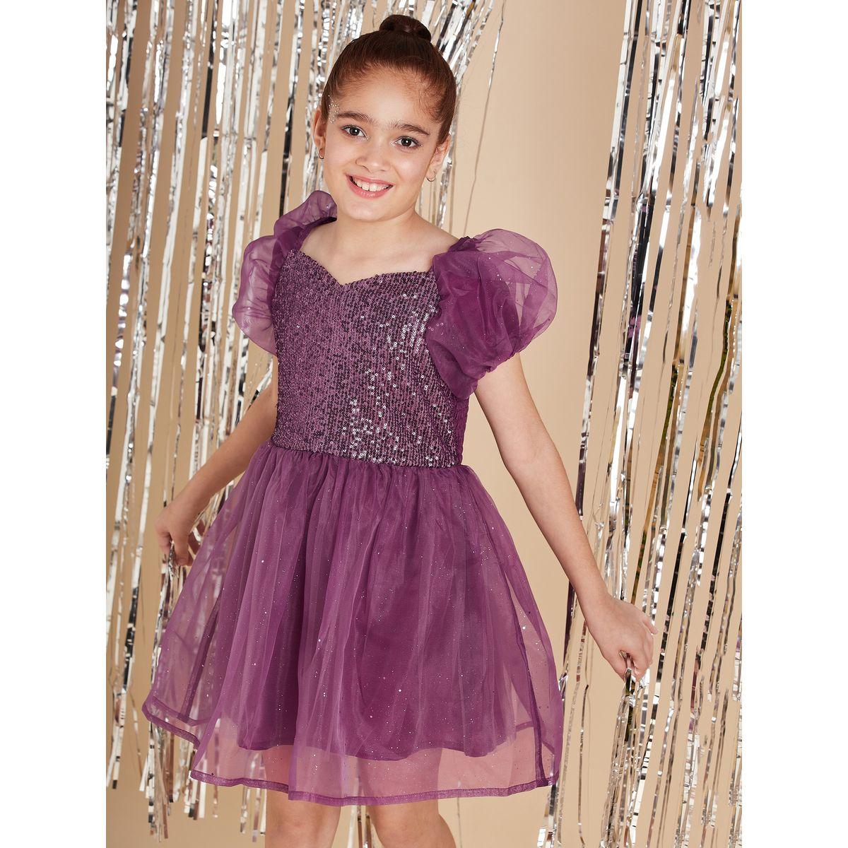 فستان سكاتر باكمام منفوخة مع ترتر-girls-clothing-dressesandjumpsuits-image-1