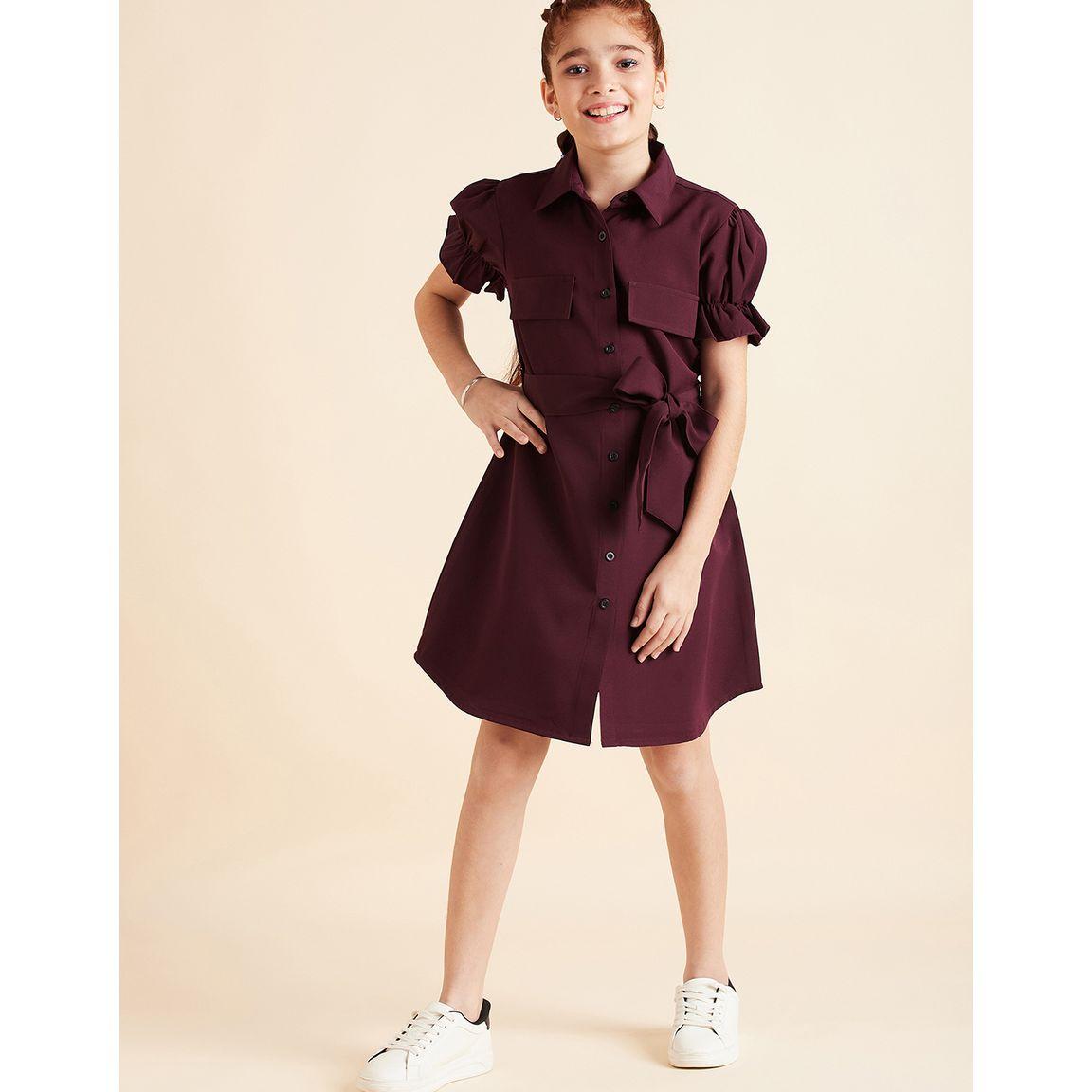 Styli Flap Pocket Detail Shirt Knee Length Dress-girls-clothing-dressesandjumpsuits-image-1
