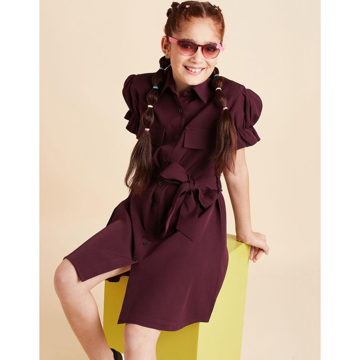 Styli Flap Pocket Detail Shirt Knee Length Dress-girls-clothing-dressesandjumpsuits-image-2
