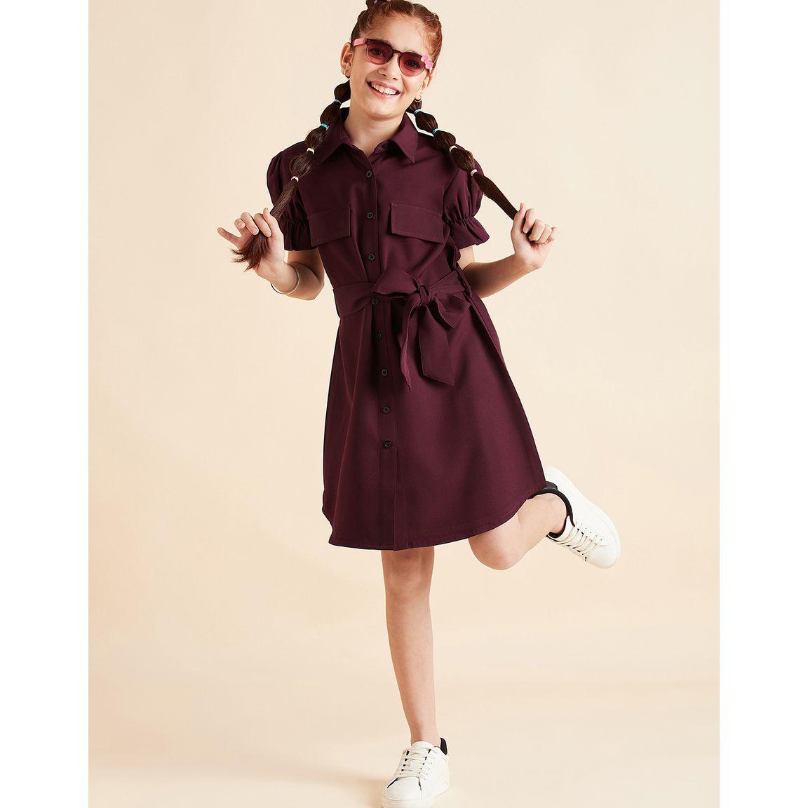 Styli Flap Pocket Detail Shirt Knee Length Dress-girls-clothing-dressesandjumpsuits-image-5