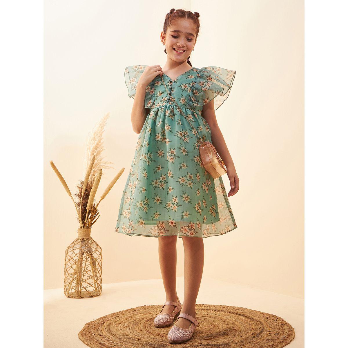 Styli All Over Floral Print A-Line Dress with Ruffle Sleeves-girls-clothing-dressesandjumpsuits-image-4