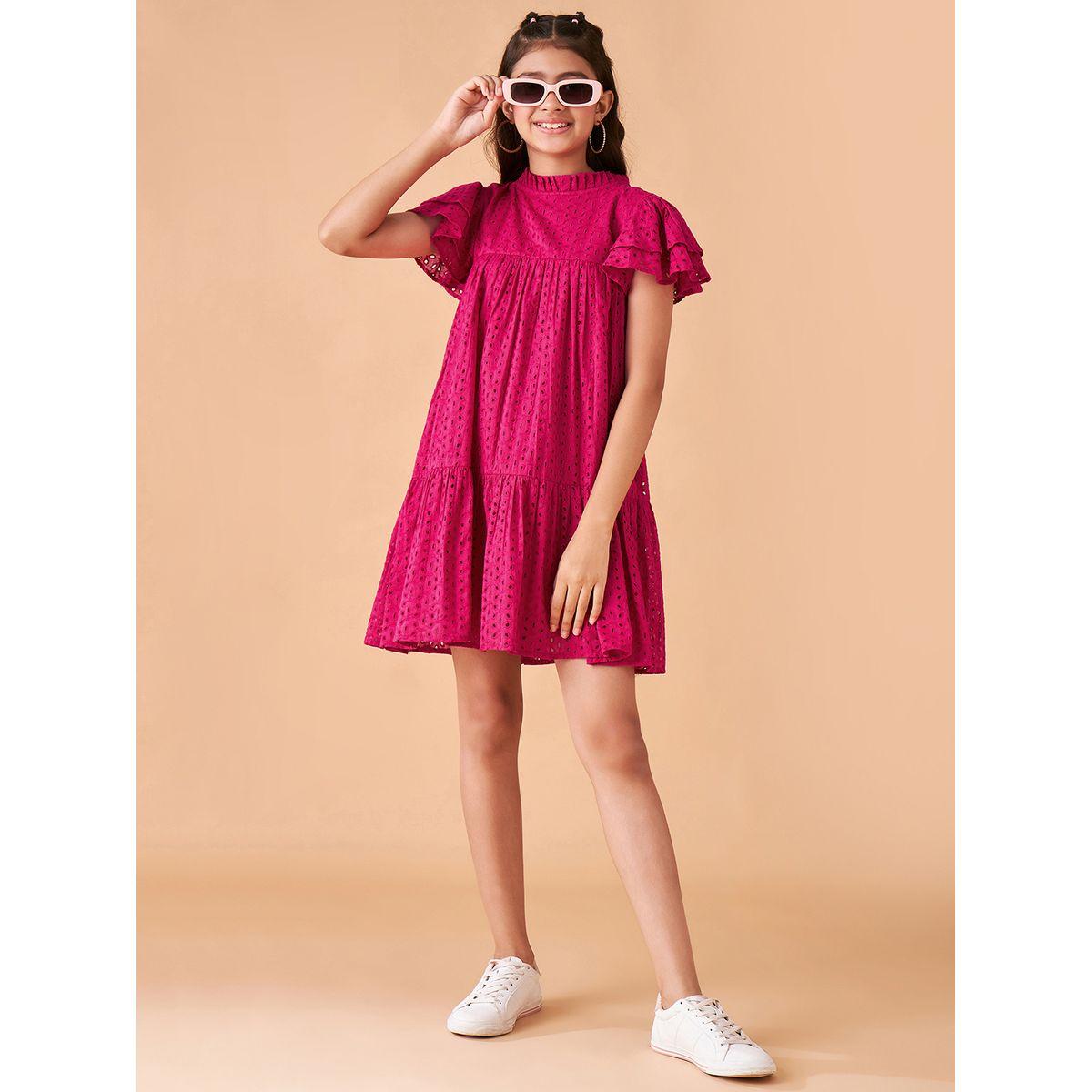 Styli Broderie Detail High Neck Tiered Dress-girls-clothing-dressesandjumpsuits-image-1