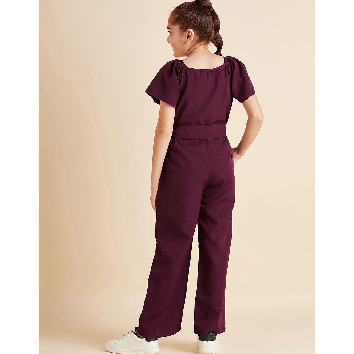 جمبسوت بأرجل واسعة واكمام فلوت مع أزرار غلق-girls-clothing-rompers-image-4