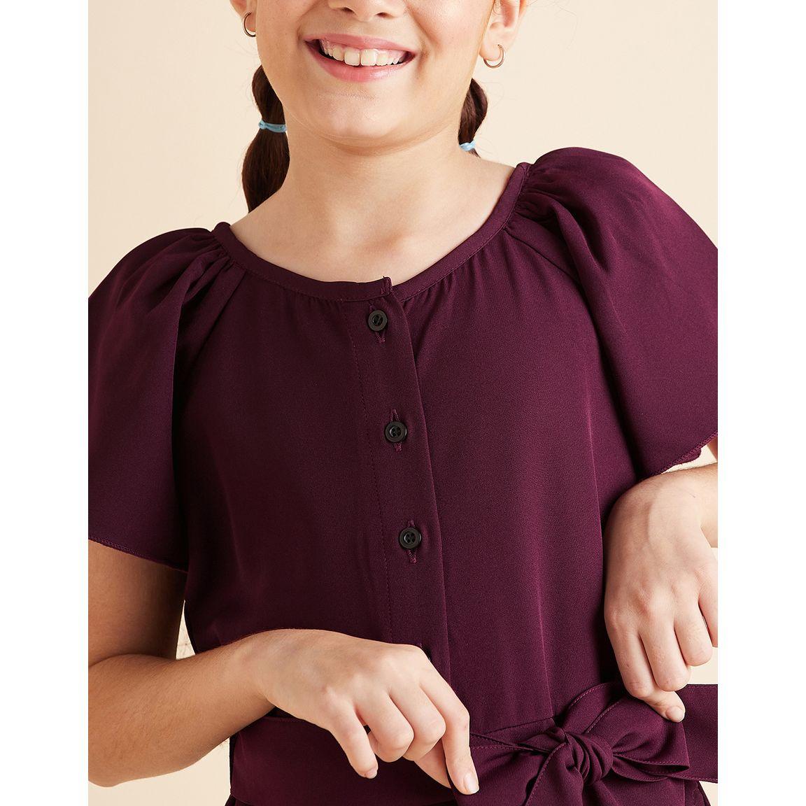 Styli Flute Sleeves Button Closure Wide Leg Jumpsuit-girls-clothing-rompers-image-3
