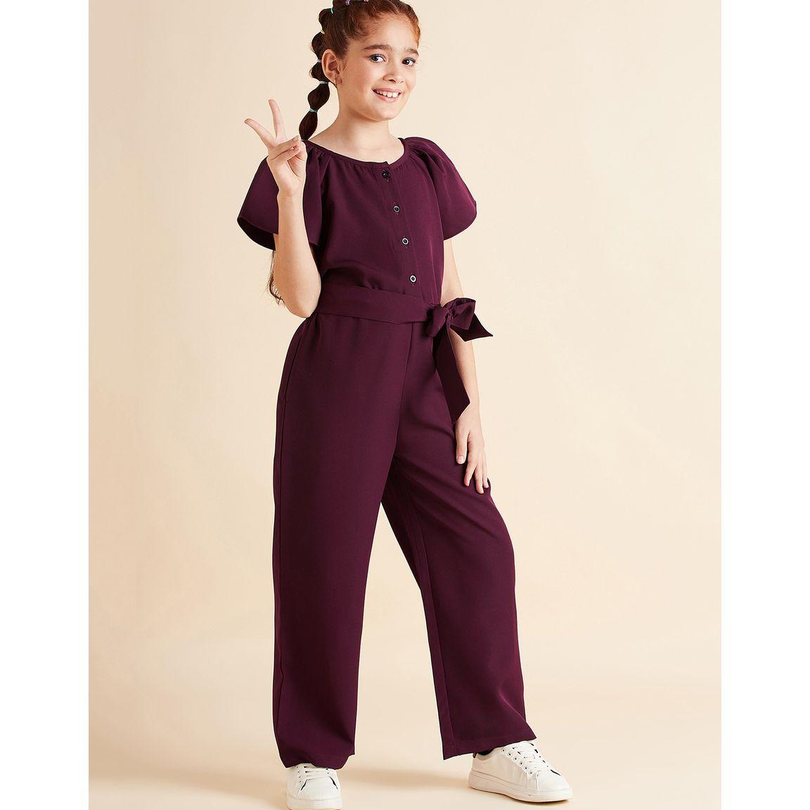 جمبسوت بأرجل واسعة واكمام فلوت مع أزرار غلق-girls-clothing-rompers-image-2