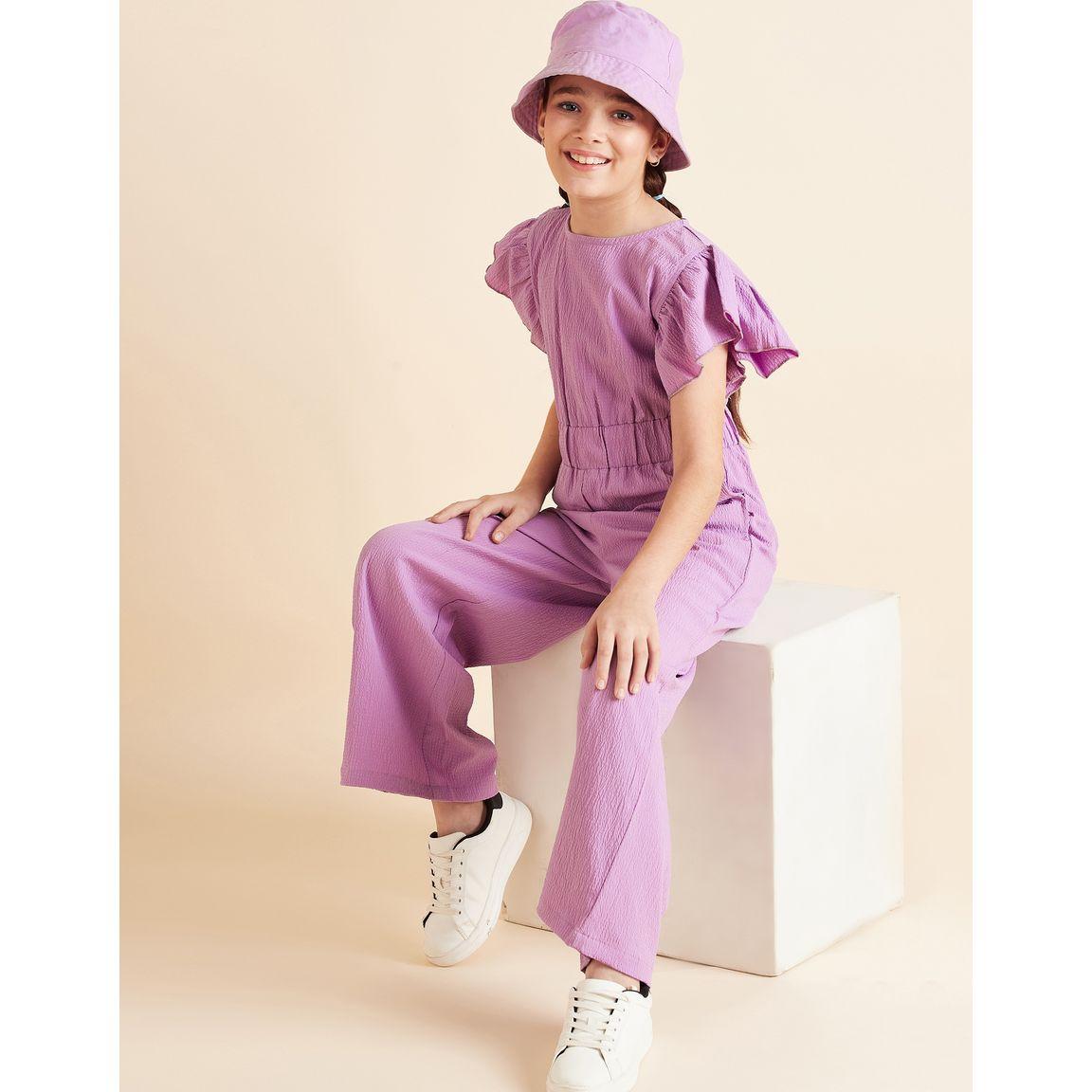 جمبسوت بأرجل واسعة واكمام فلوت مع أزرار غلق-girls-clothing-rompers-image-2