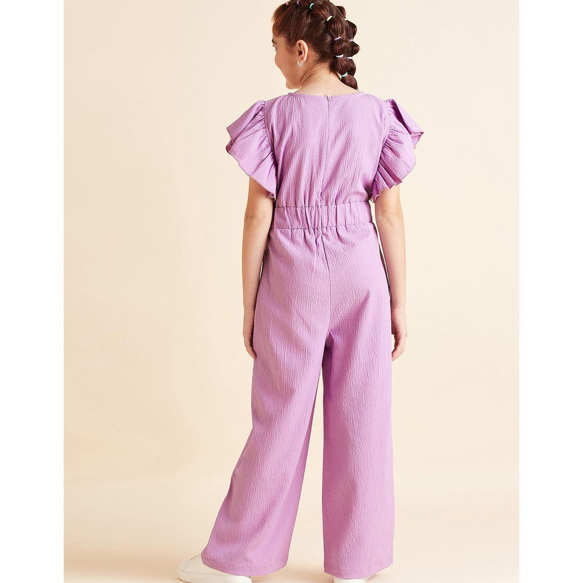 جمبسوت بأرجل واسعة واكمام فلوت مع أزرار غلق-girls-clothing-rompers-image-5