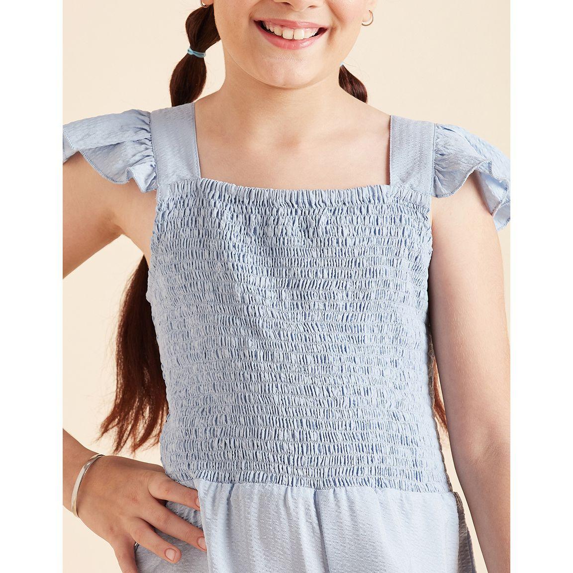 Styli Frill Sleeves Smocked Detail Wide Leg Jumpsuit-girls-clothing-rompers-image-3
