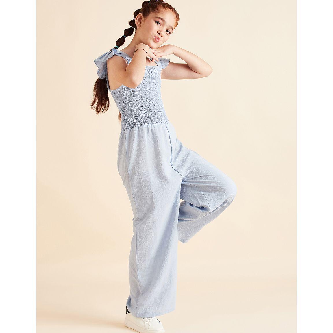 Styli Frill Sleeves Smocked Detail Wide Leg Jumpsuit-girls-clothing-rompers-image-4