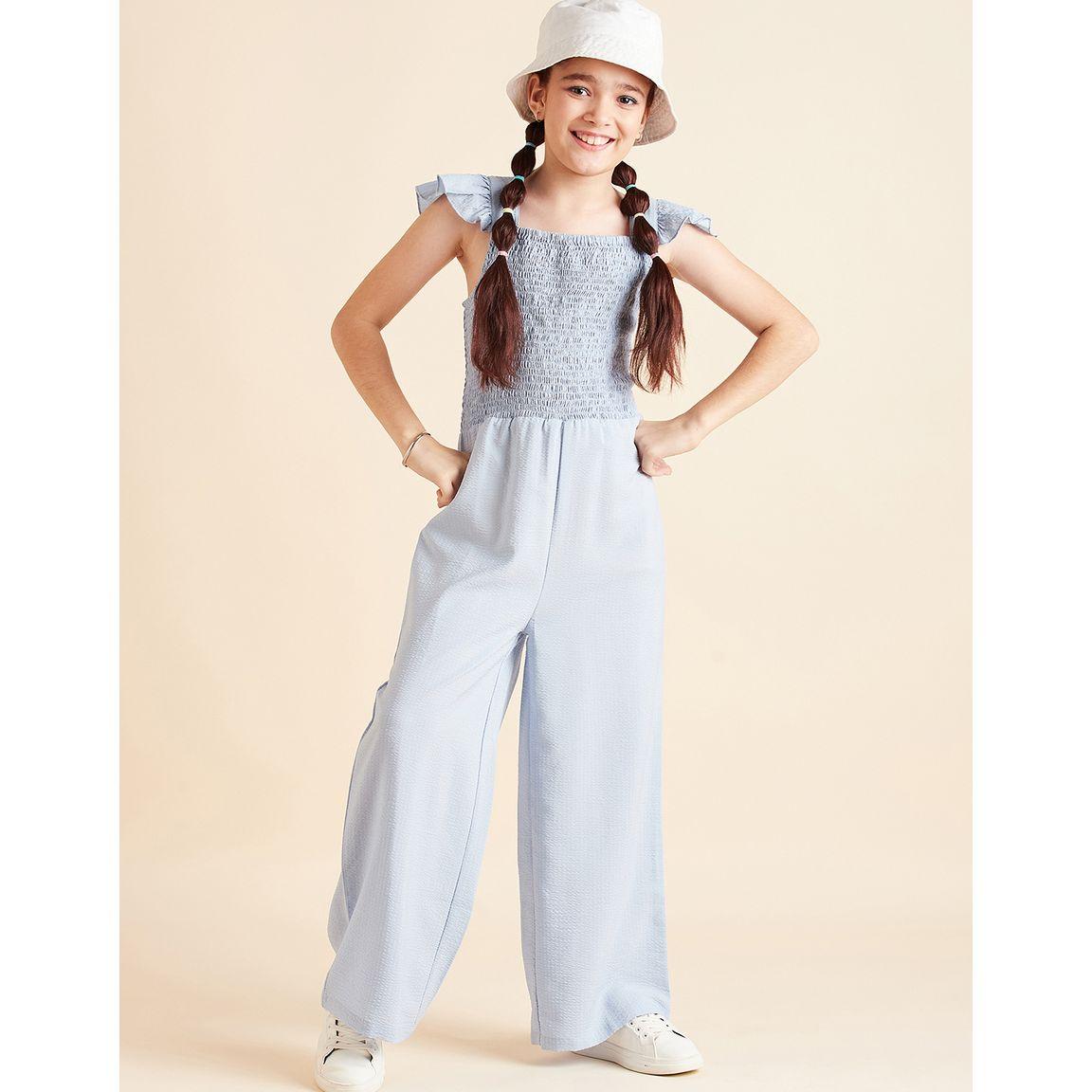 Styli Frill Sleeves Smocked Detail Wide Leg Jumpsuit-girls-clothing-rompers-image-6