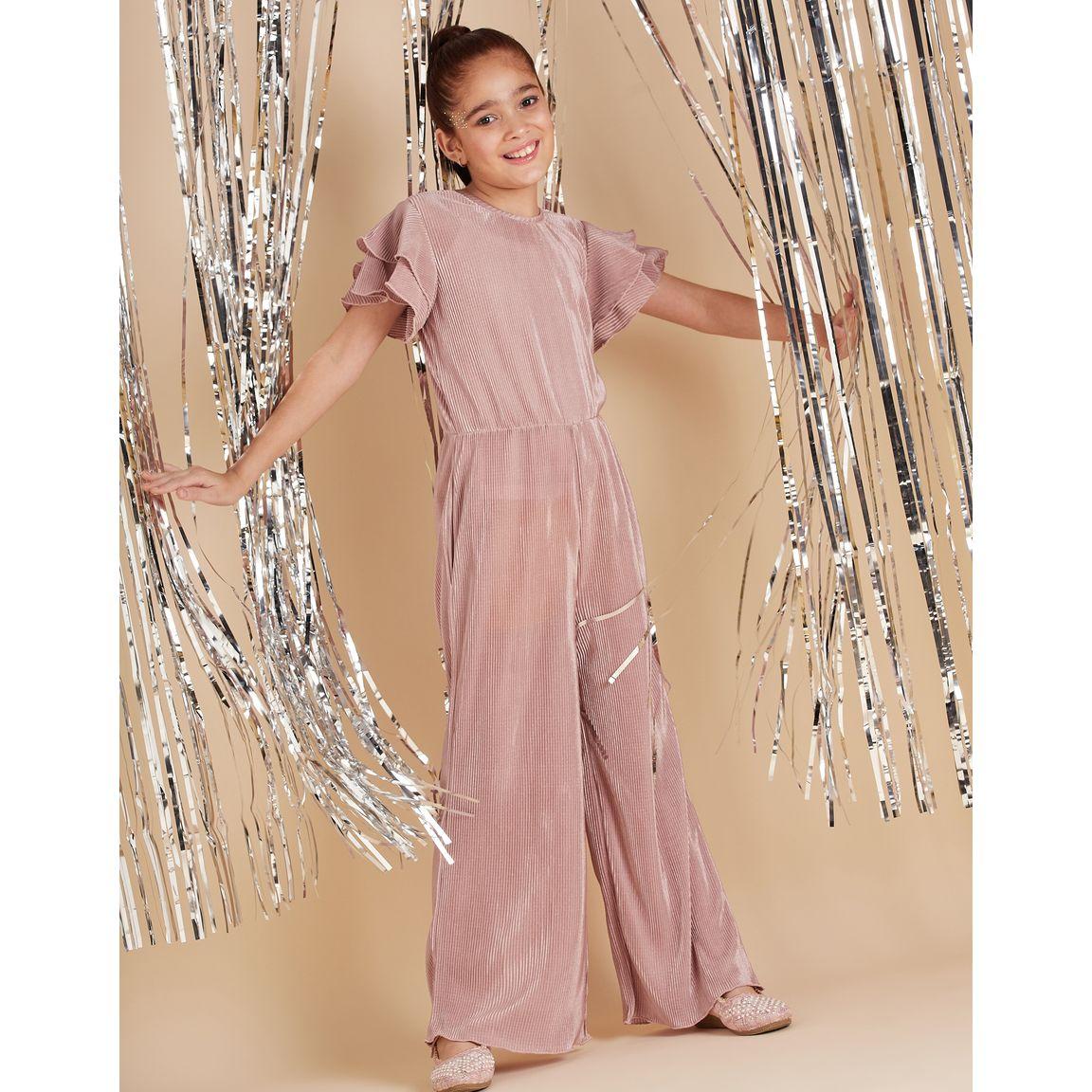 Styli Frill Sleeves Plisse Wide Leg Jumpsuit-girls-clothing-rompers-image-1