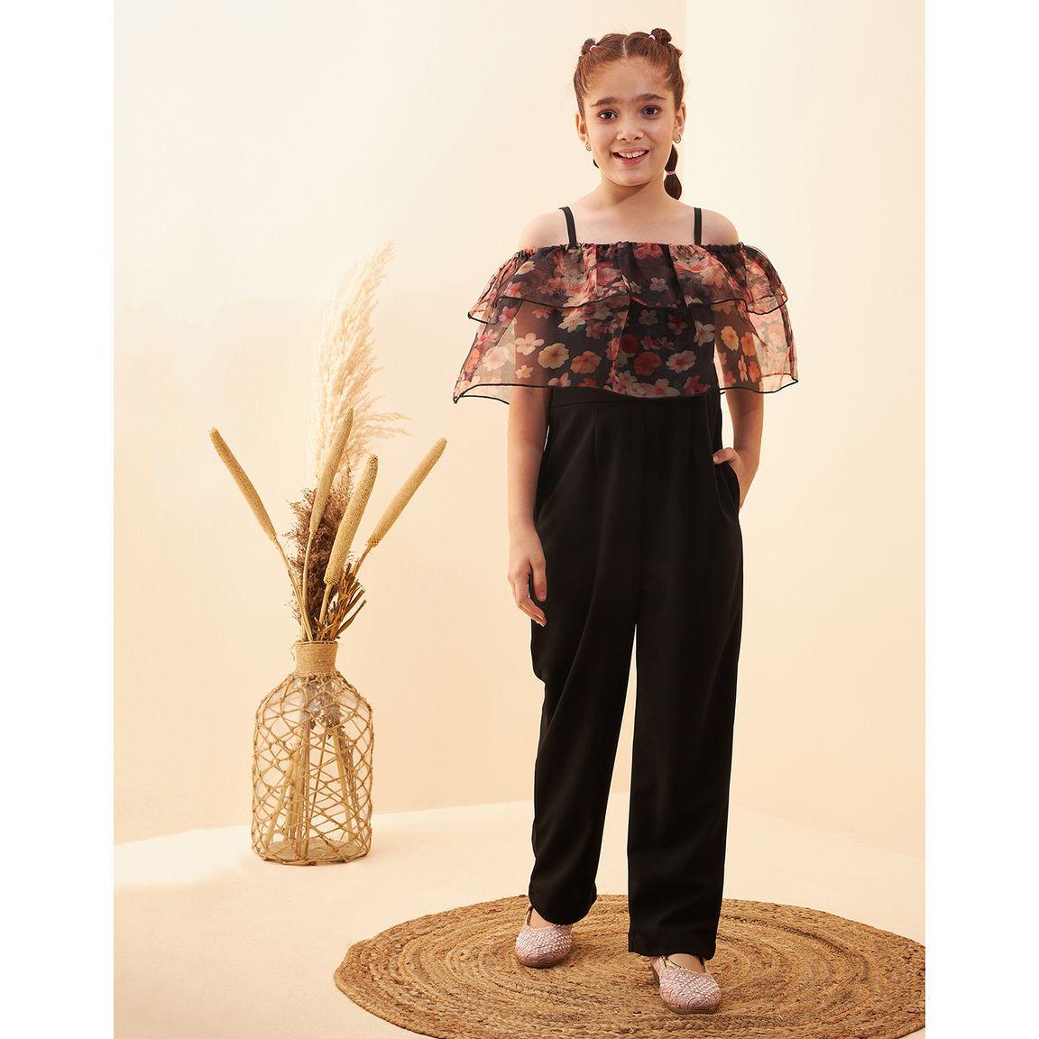 Styli Floral Organza Layer Straight Leg Jumpsuit-girls-clothing-rompers-image-1