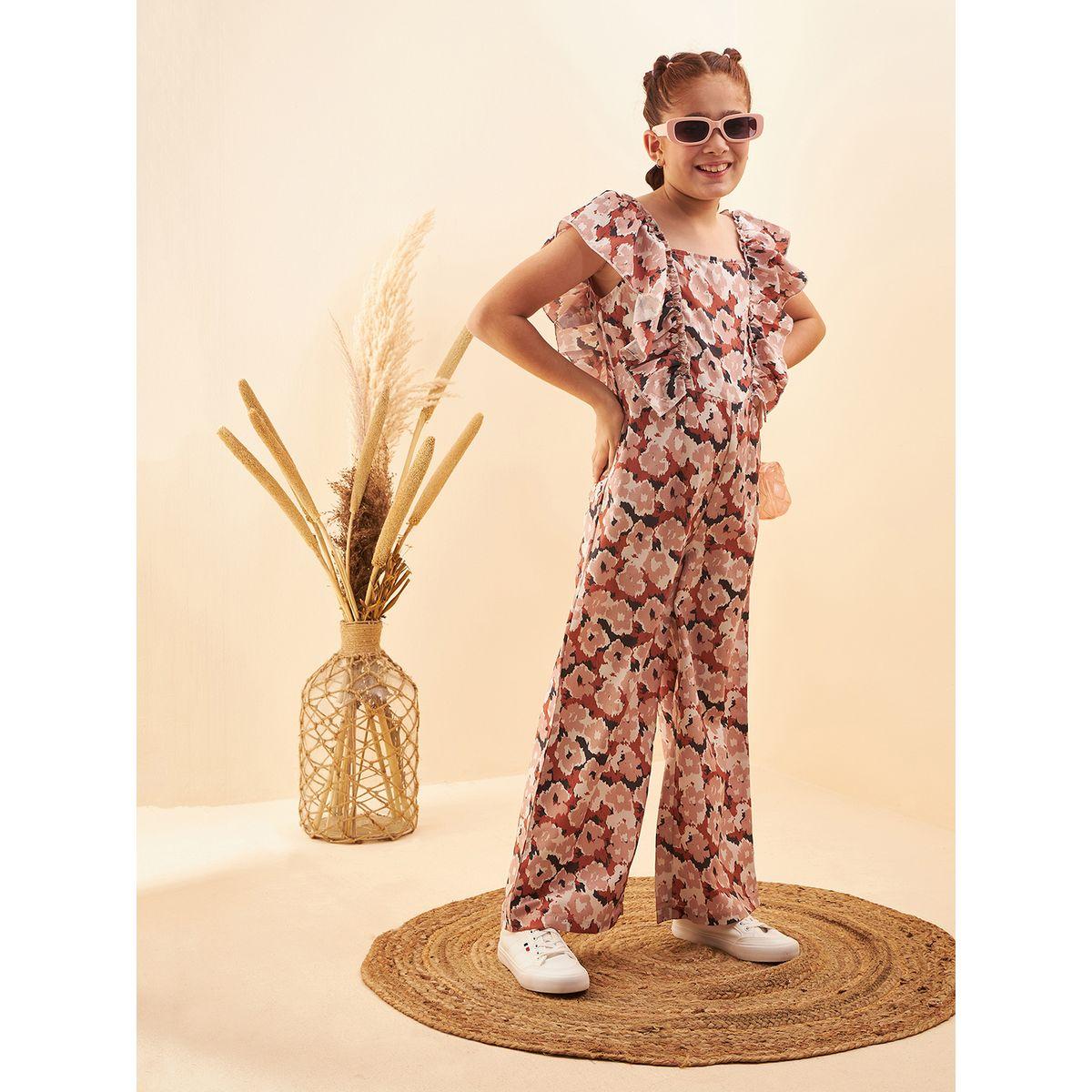 Styli All Over Floral Print Ruffled Detail Jumpsuit-girls-clothing-rompers-image-1