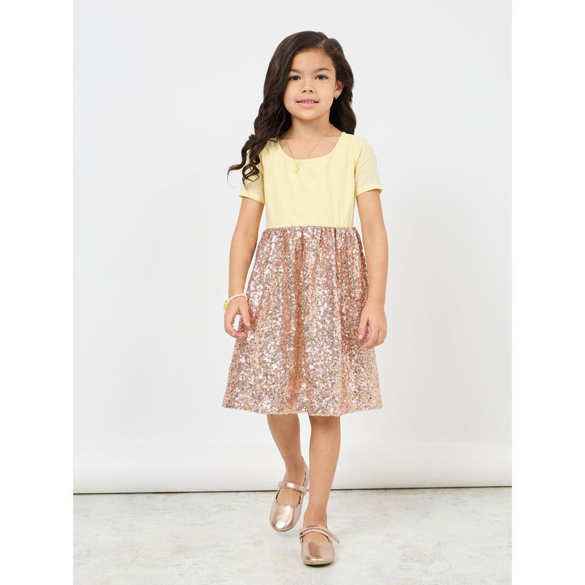 Styli Sequined Dress with Short Sleeve-girls-clothing-dressesandjumpsuits-image-1