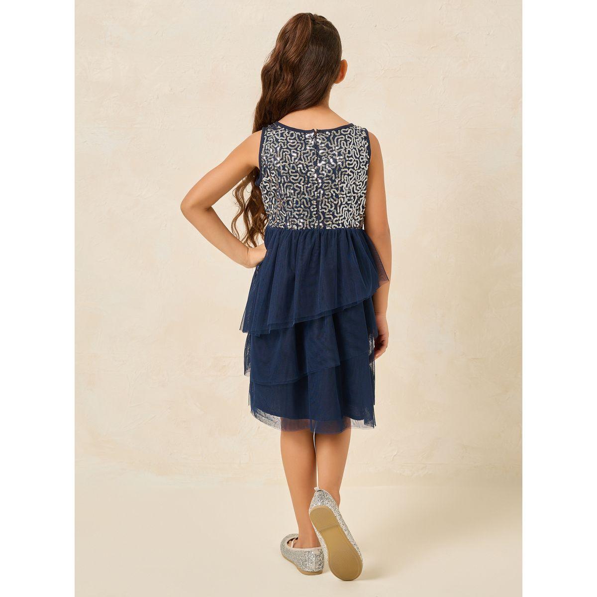 Styli Sequined Yoke Mesh Insert Dress-girls-clothing-dressesandjumpsuits-image-4