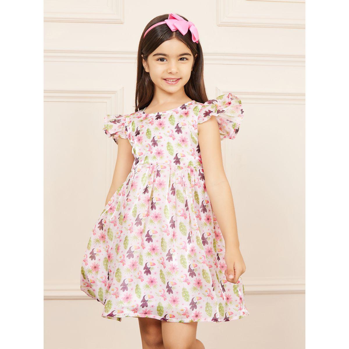 Styli All Over Print A-Line Dress with Box Pleats-girls-clothing-dressesandjumpsuits-image-1