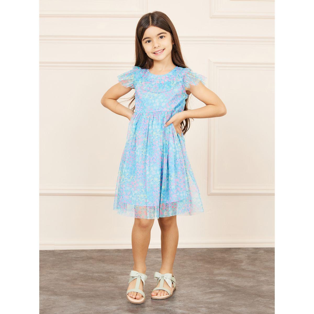 فستان بتفاصيل شبكية ومطبع بزهور-girls-clothing-dressesandjumpsuits-image-2