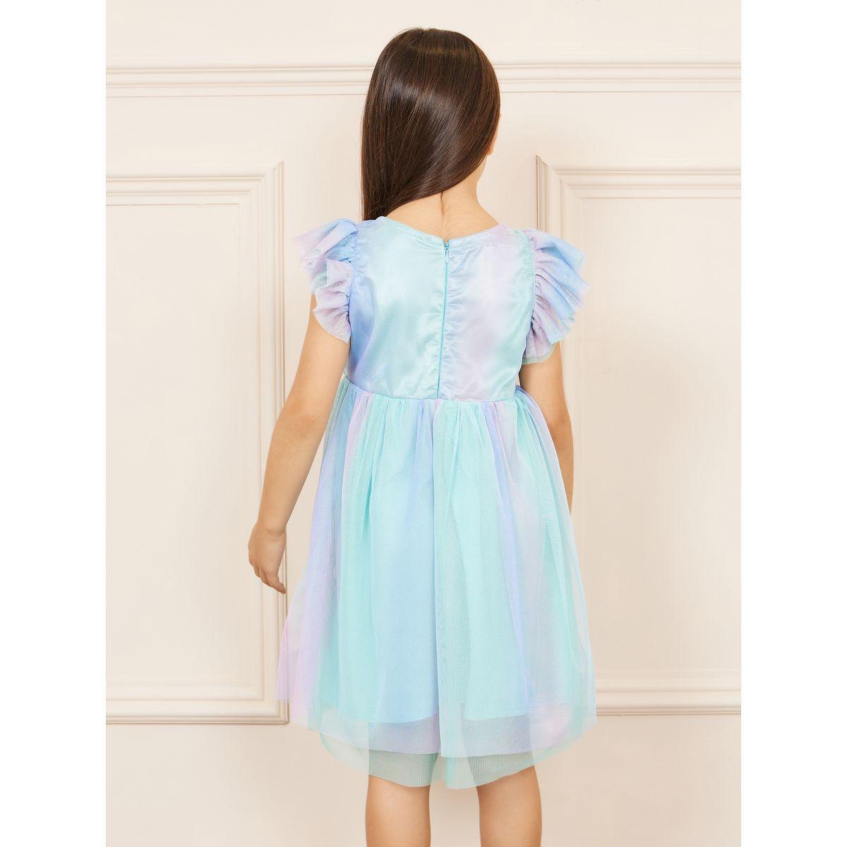 Styli Ruffle Detail A-Line Mesh Dress-girls-clothing-dressesandjumpsuits-image-4