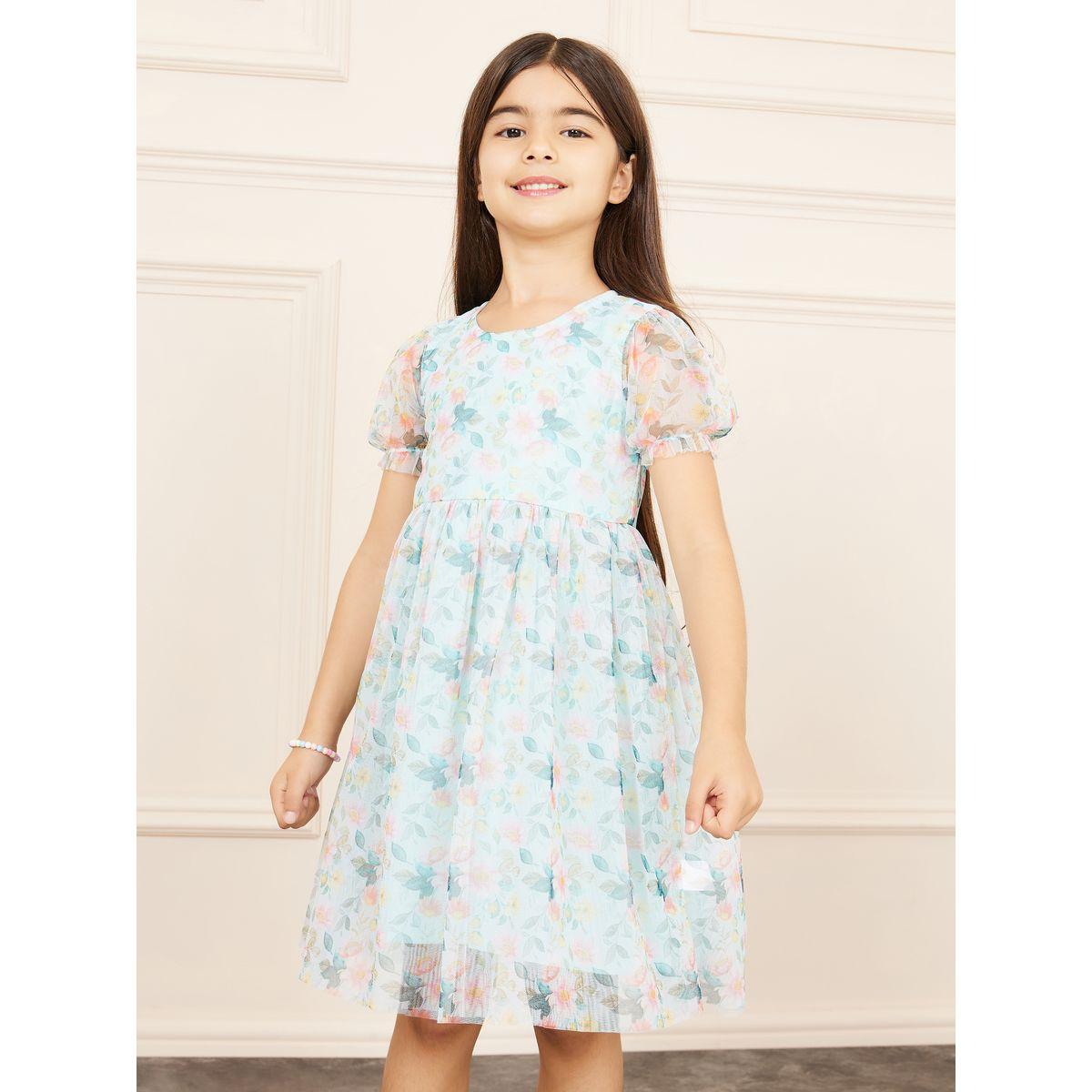 فستان مطبع بزهور مع تفاصيل شبكية-girls-clothing-dressesandjumpsuits-image-1