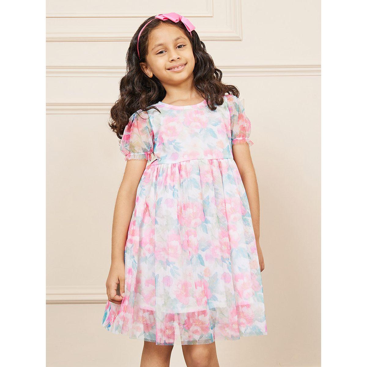 Styli All Over Floral Print Dress with Puff Sleeves-girls-clothing-dressesandjumpsuits-image-1