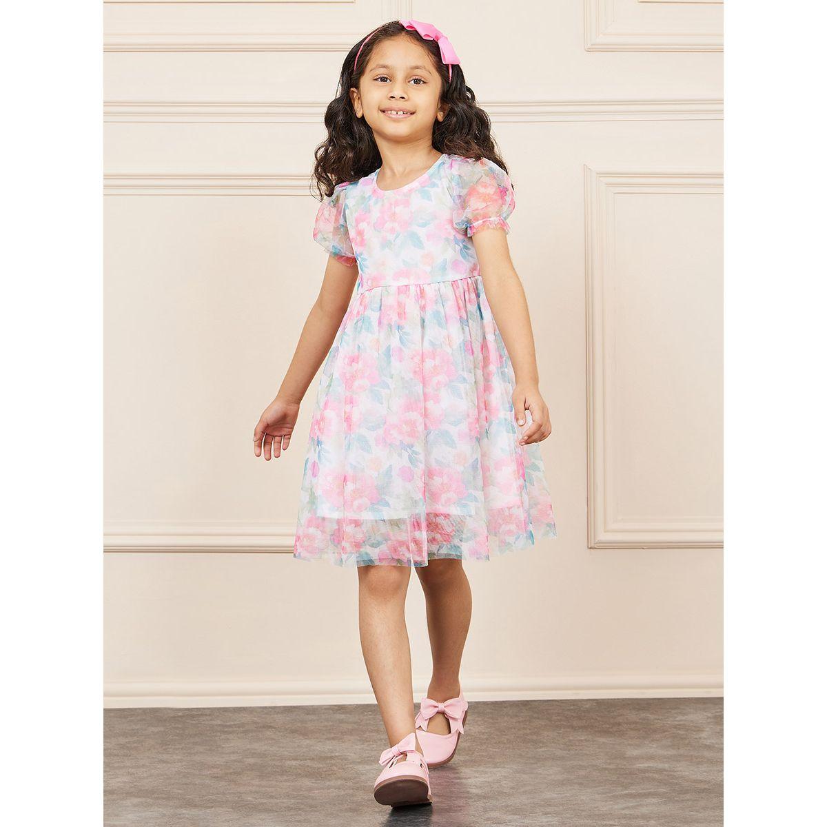Styli All Over Floral Print Dress with Puff Sleeves-girls-clothing-dressesandjumpsuits-image-2