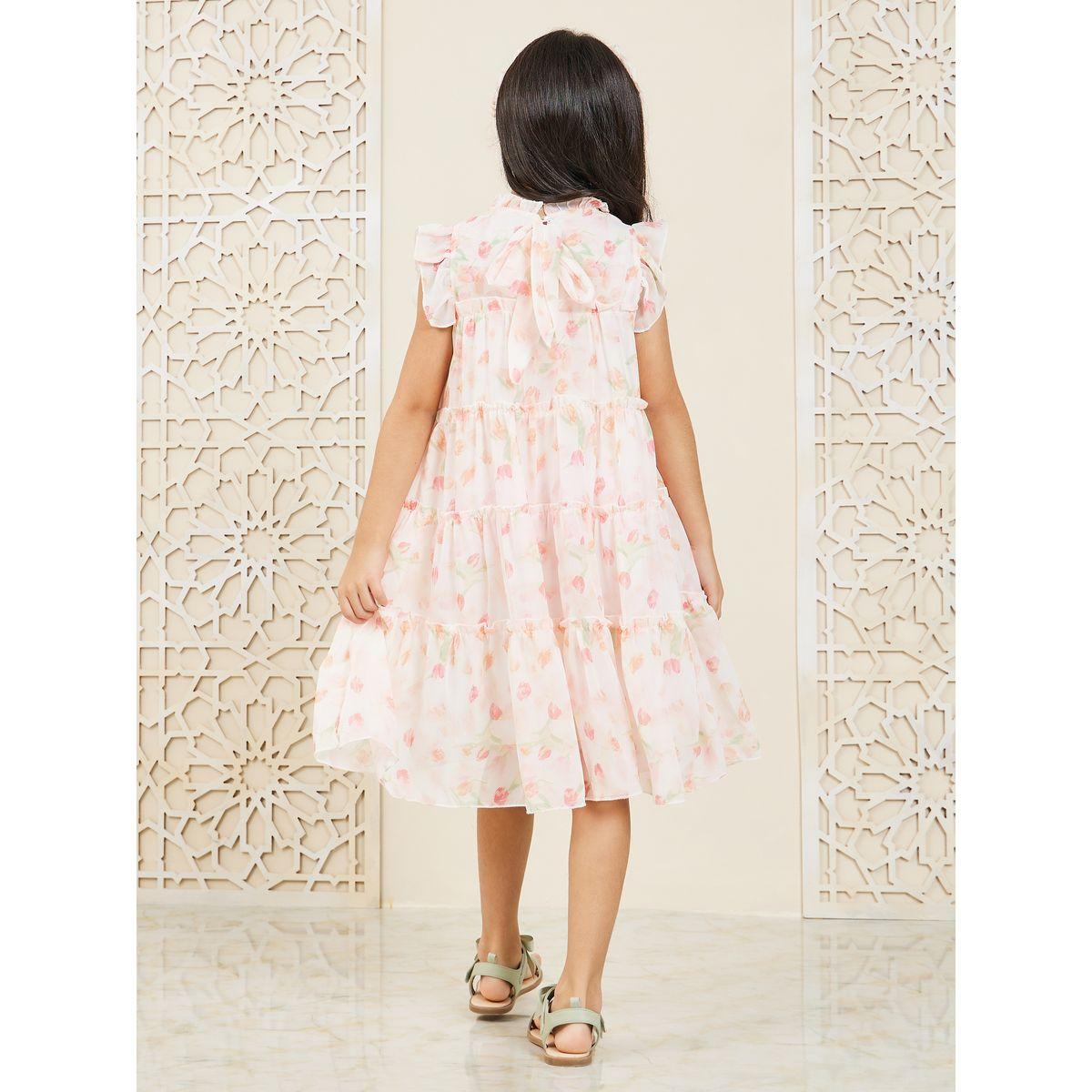 فستان بكسرات مطبع بزهور مع كشكش-girls-clothing-dressesandjumpsuits-image-4