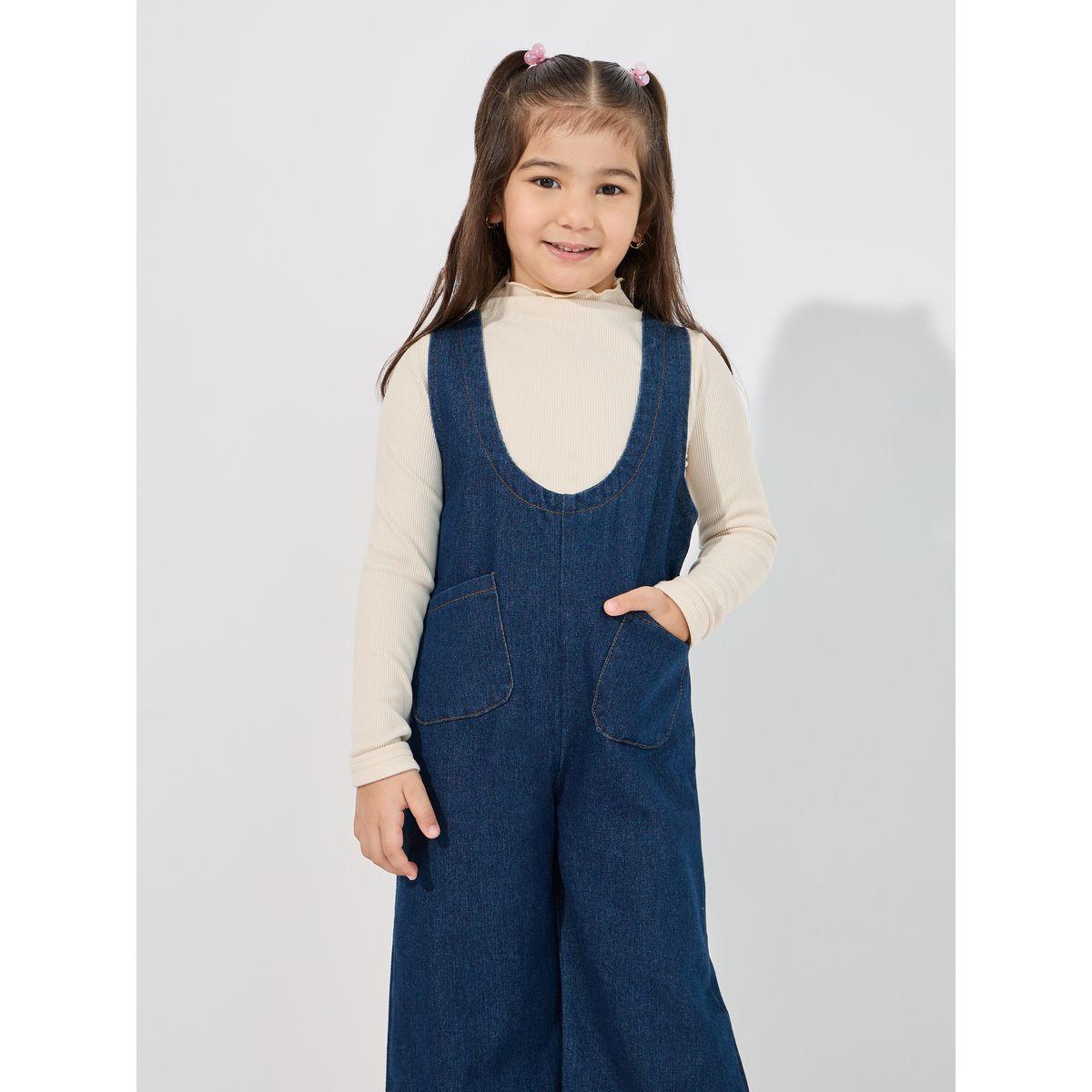 Styli Front Pocket Detail Denim Jumpsuit-girls-clothing-rompers-image-2