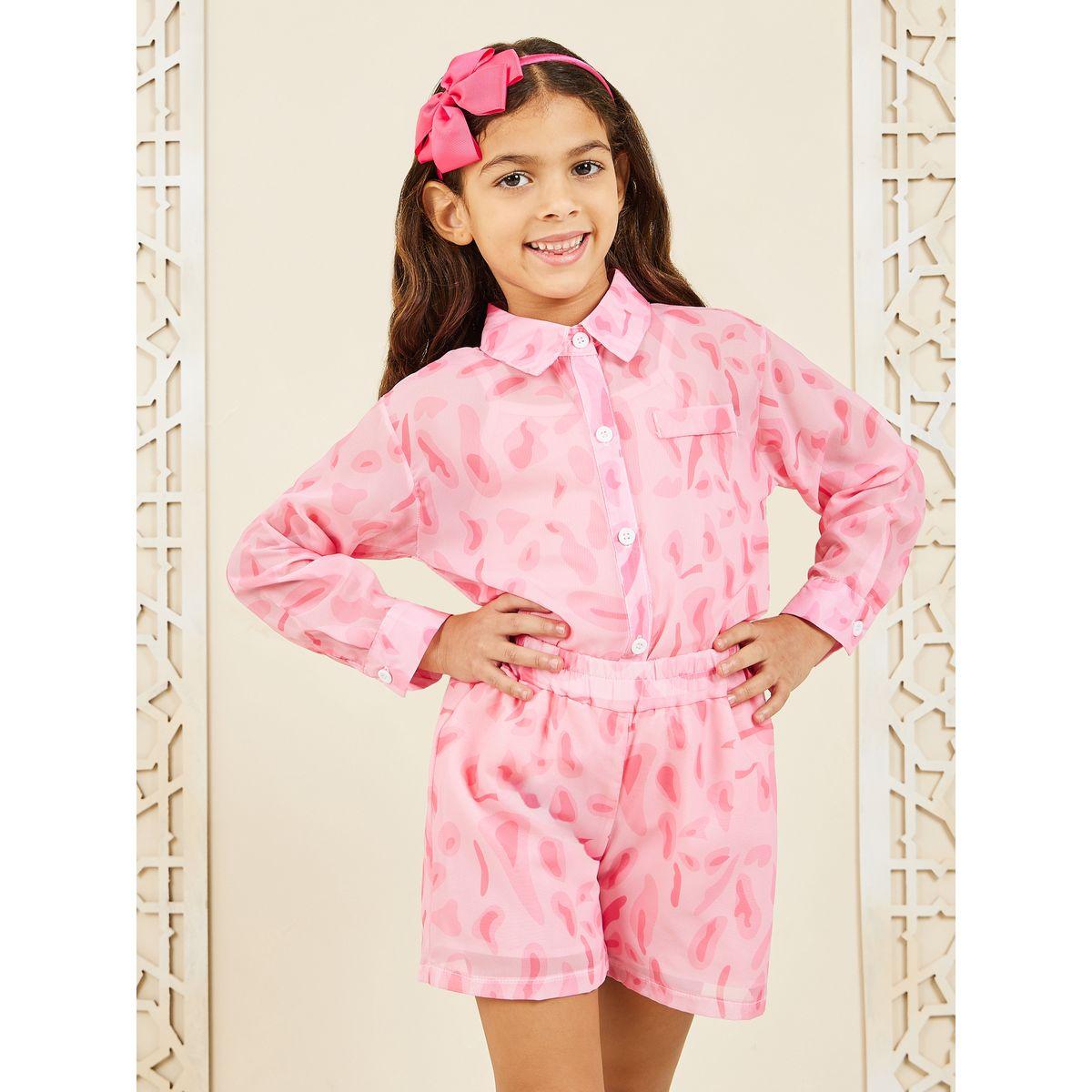 Styli All Over Animal Print Shirt & Shorts Set-girls-clothing-setsandcoords-image-1