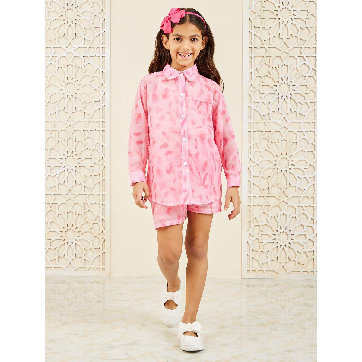 Styli All Over Animal Print Shirt & Shorts Set-girls-clothing-setsandcoords-image-2