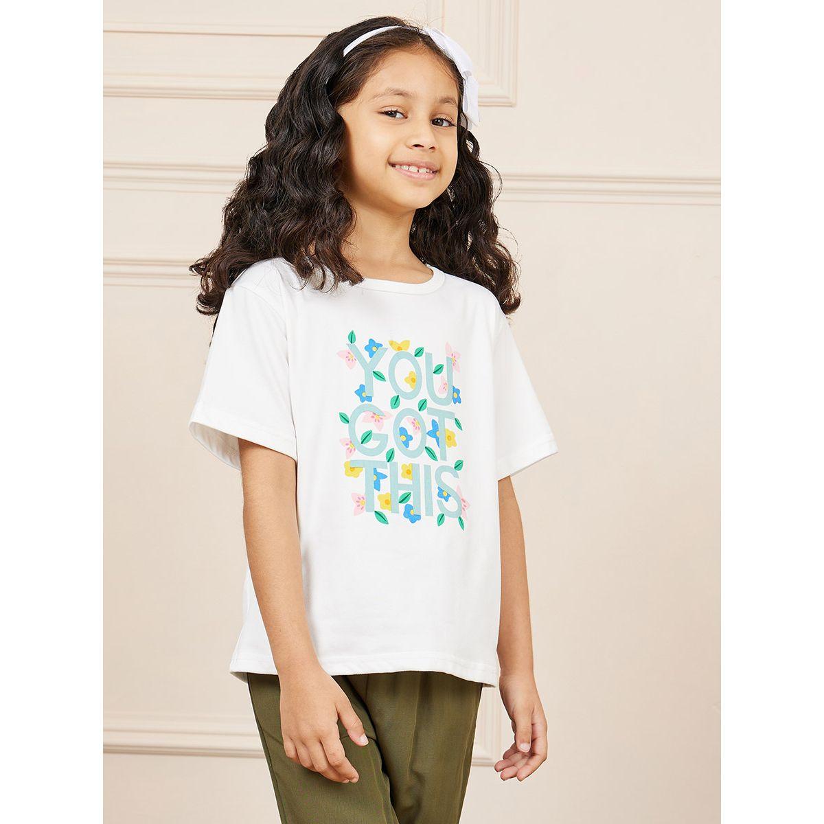 Styli Slogan Print Drop Shoulder T-Shirt & Pants with Tie Up Belt Set-girls-clothing-setsandcoords-image-2