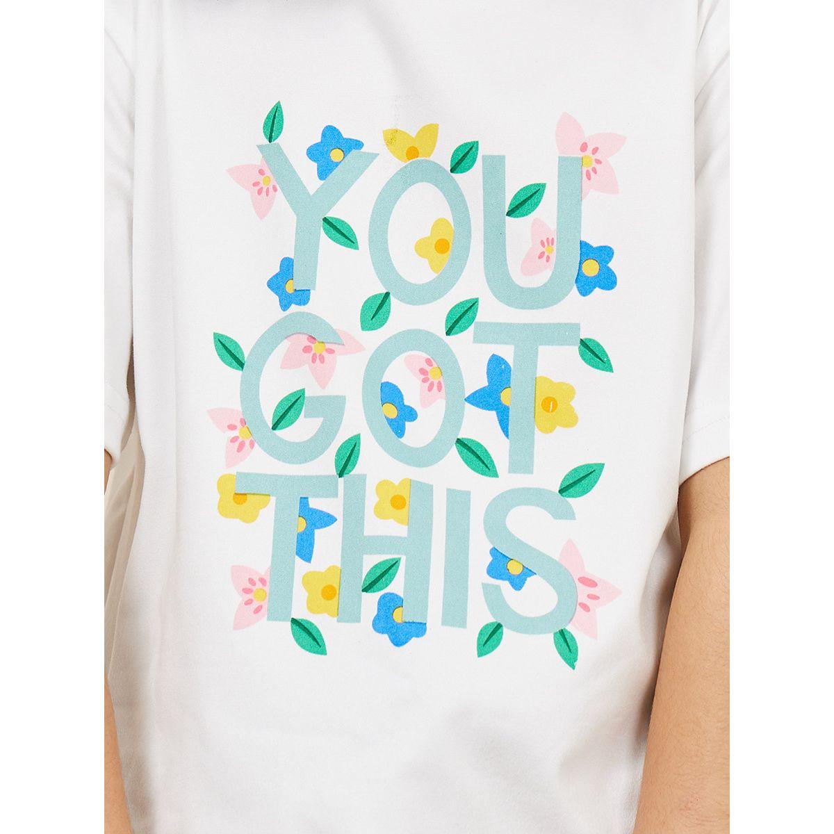 Styli Slogan Print Drop Shoulder T-Shirt & Pants with Tie Up Belt Set-girls-clothing-setsandcoords-image-3