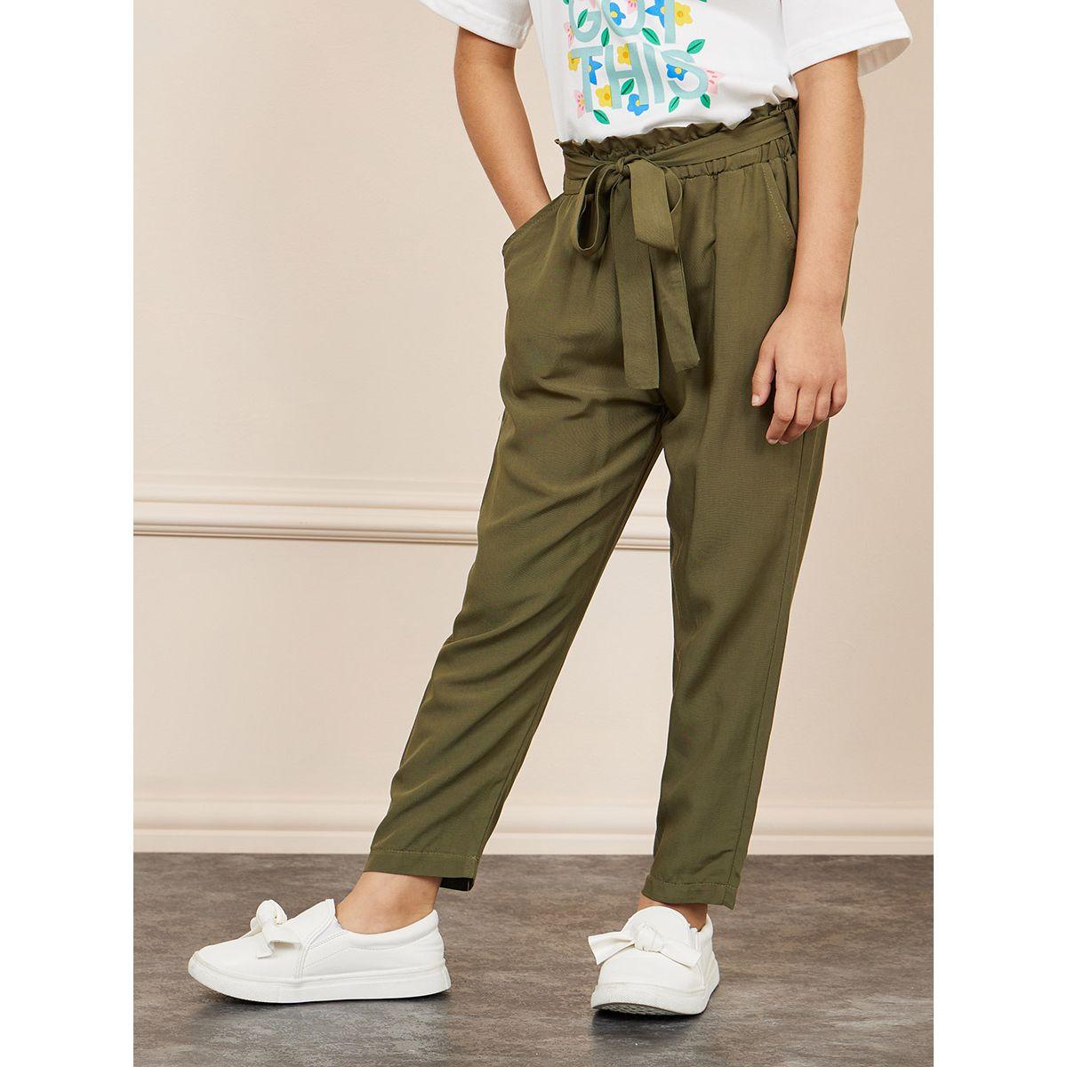 Styli Slogan Print Drop Shoulder T-Shirt & Pants with Tie Up Belt Set-girls-clothing-setsandcoords-image-4