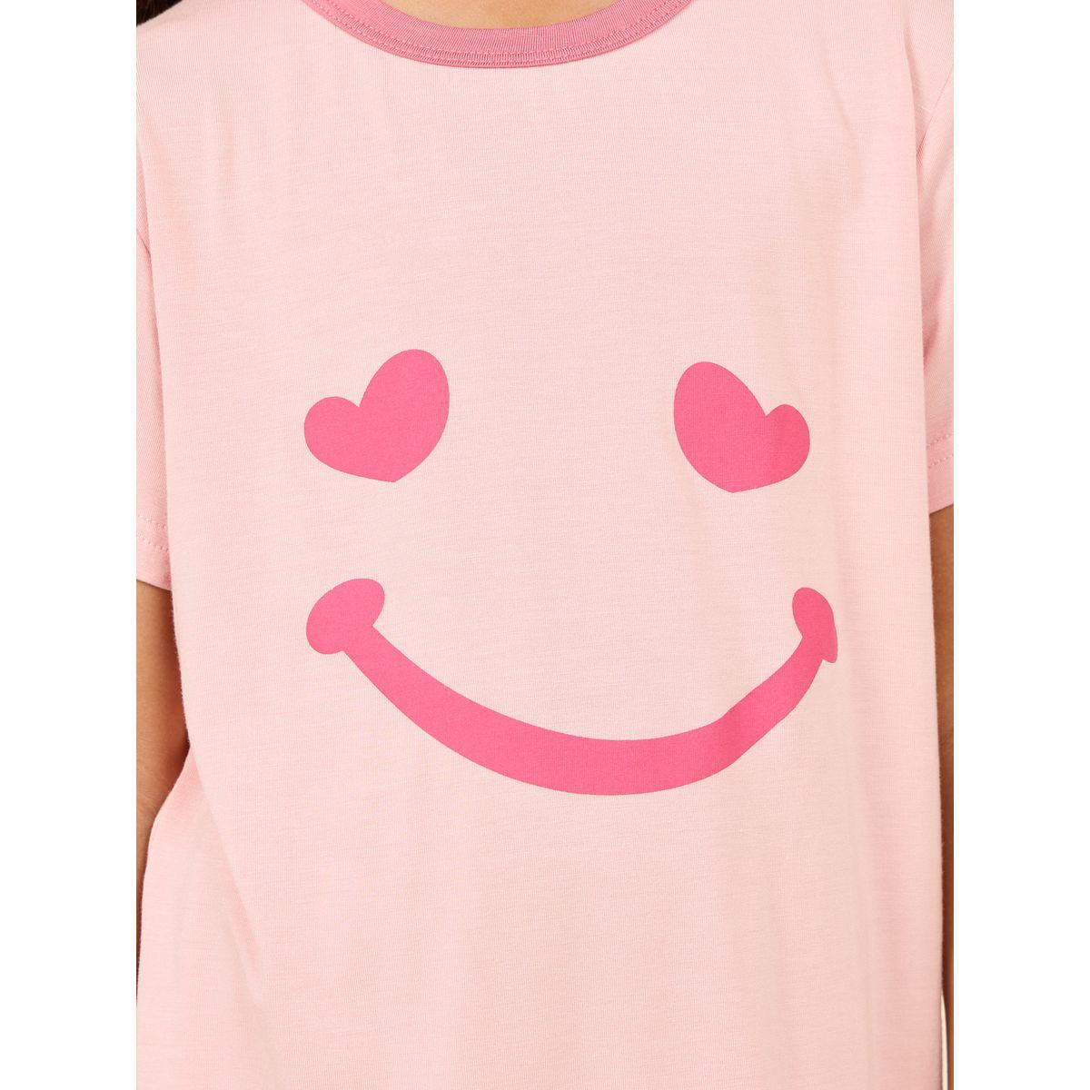 مجموعة من شورت وتيشيرت بطبعة سمايل-girls-clothing-nightwear-image-3