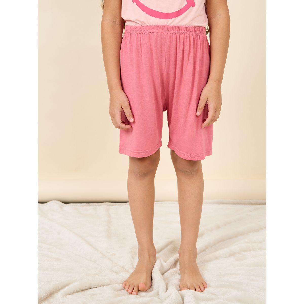 مجموعة من شورت وتيشيرت بطبعة سمايل-girls-clothing-nightwear-image-5