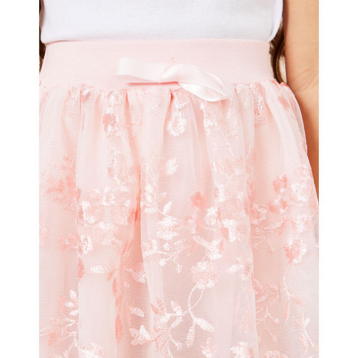 Styli Floral Embroidered Bow Detail Mesh Skirt-girls-clothing-bottoms-skirts-image-3