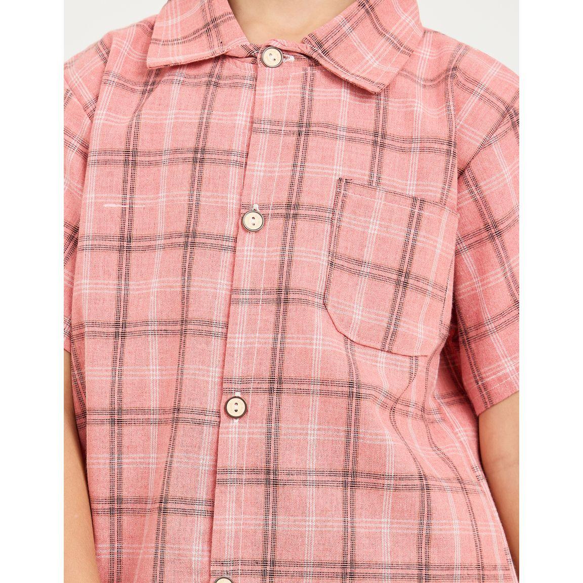 Styli Checked Pocket Detail Short Sleeve Shirt-boys-clothing-shirts-image-4