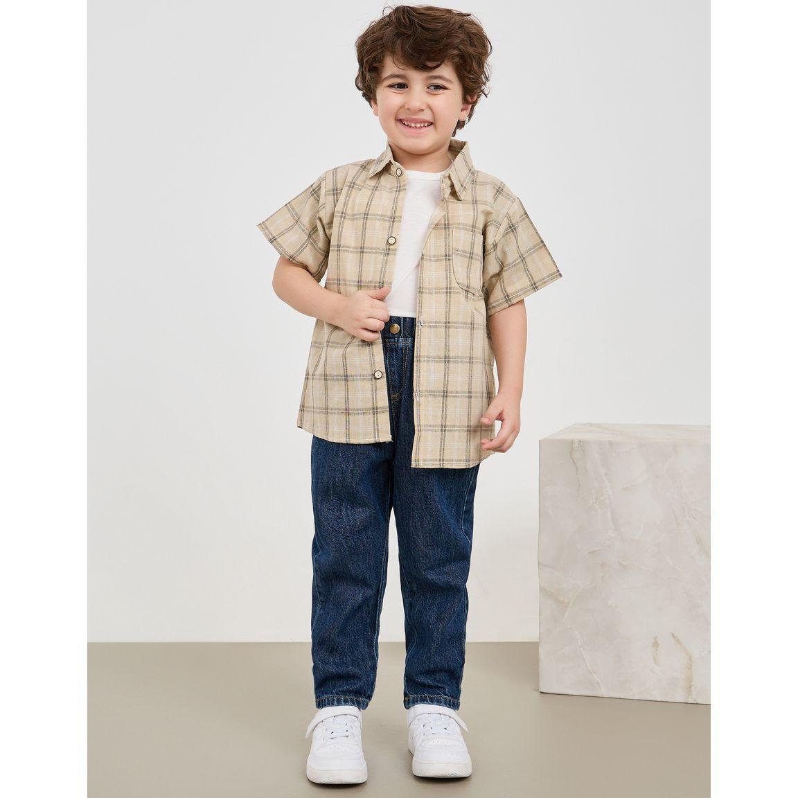 قميص بنمط مربعات واكمام قصيرة-boys-clothing-shirts-image-1
