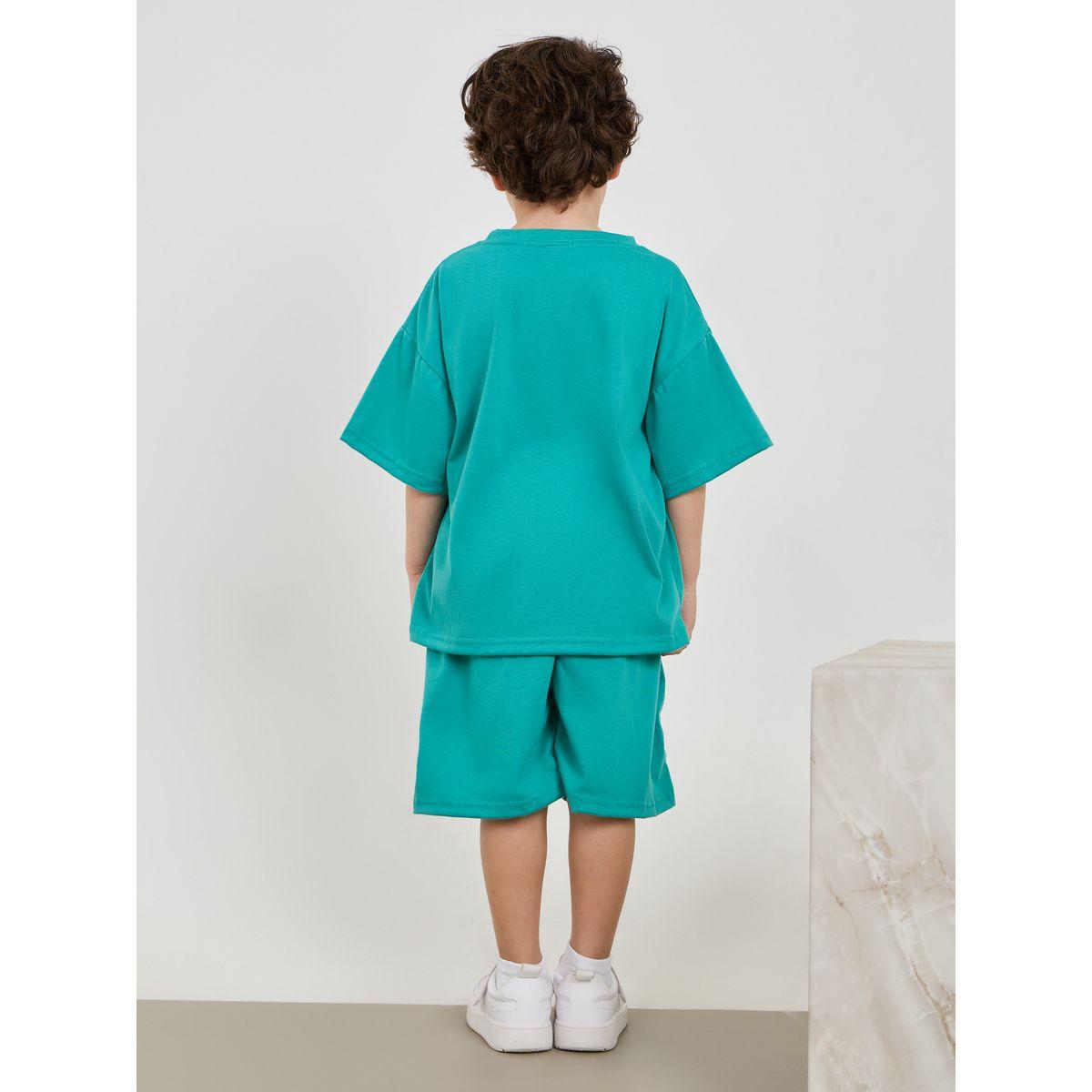 Styli Dinosaur Applique Drop Shoulder T-Shirt & Shorts Set-boys-clothing-setsandcoords-image-5