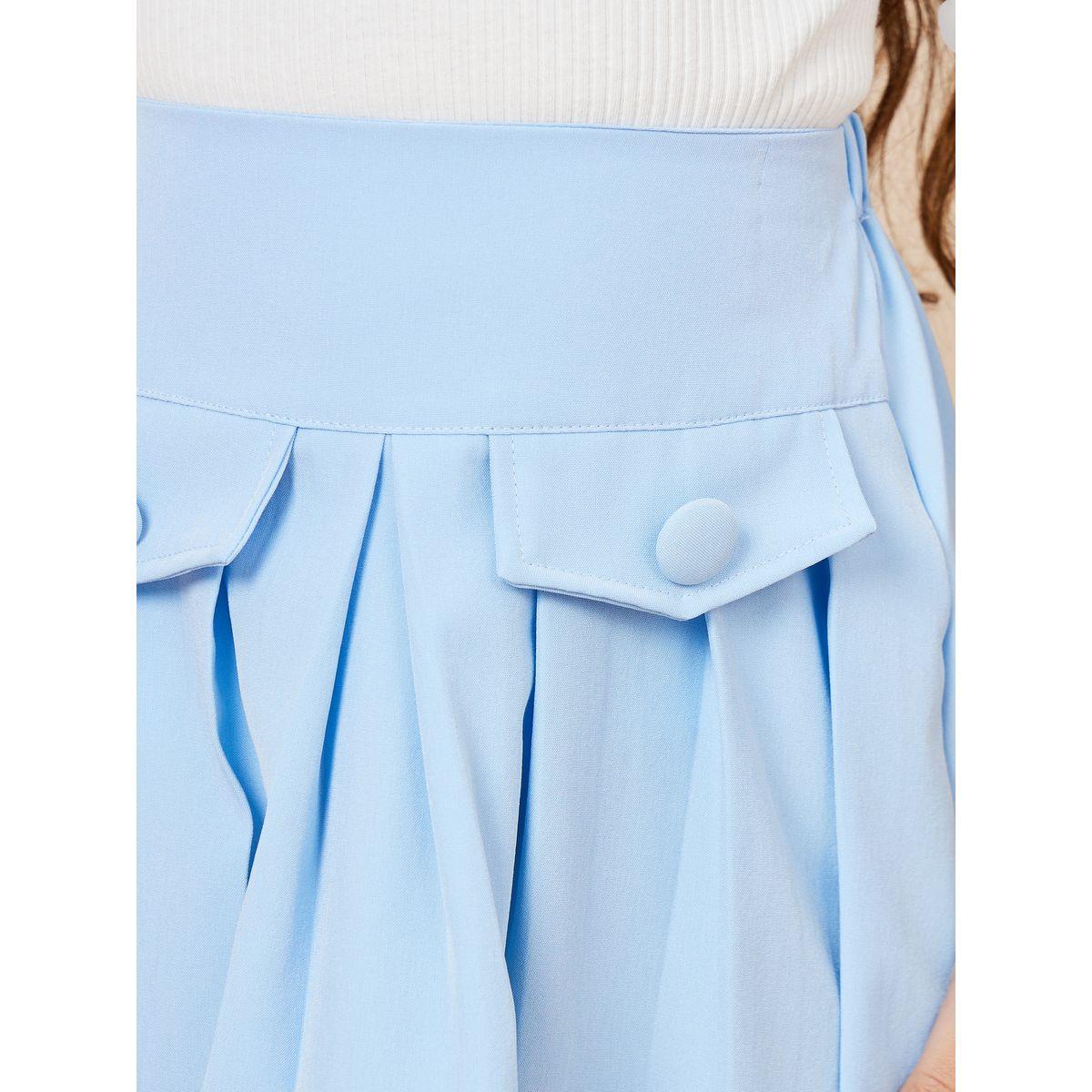 Styli Applique Mesh Sleeve Top & Flap Pocket Front Pleated Skirt Set-girls-clothing-setsandcoords-image-6