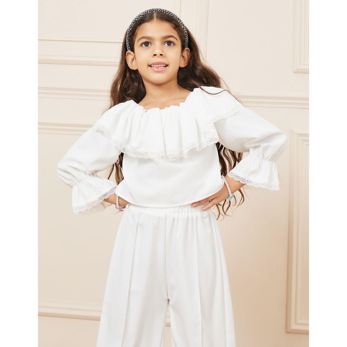 مجموعة من بنطال واسع وبلوزة بكشكش-girls-clothing-setsandcoords-image-2