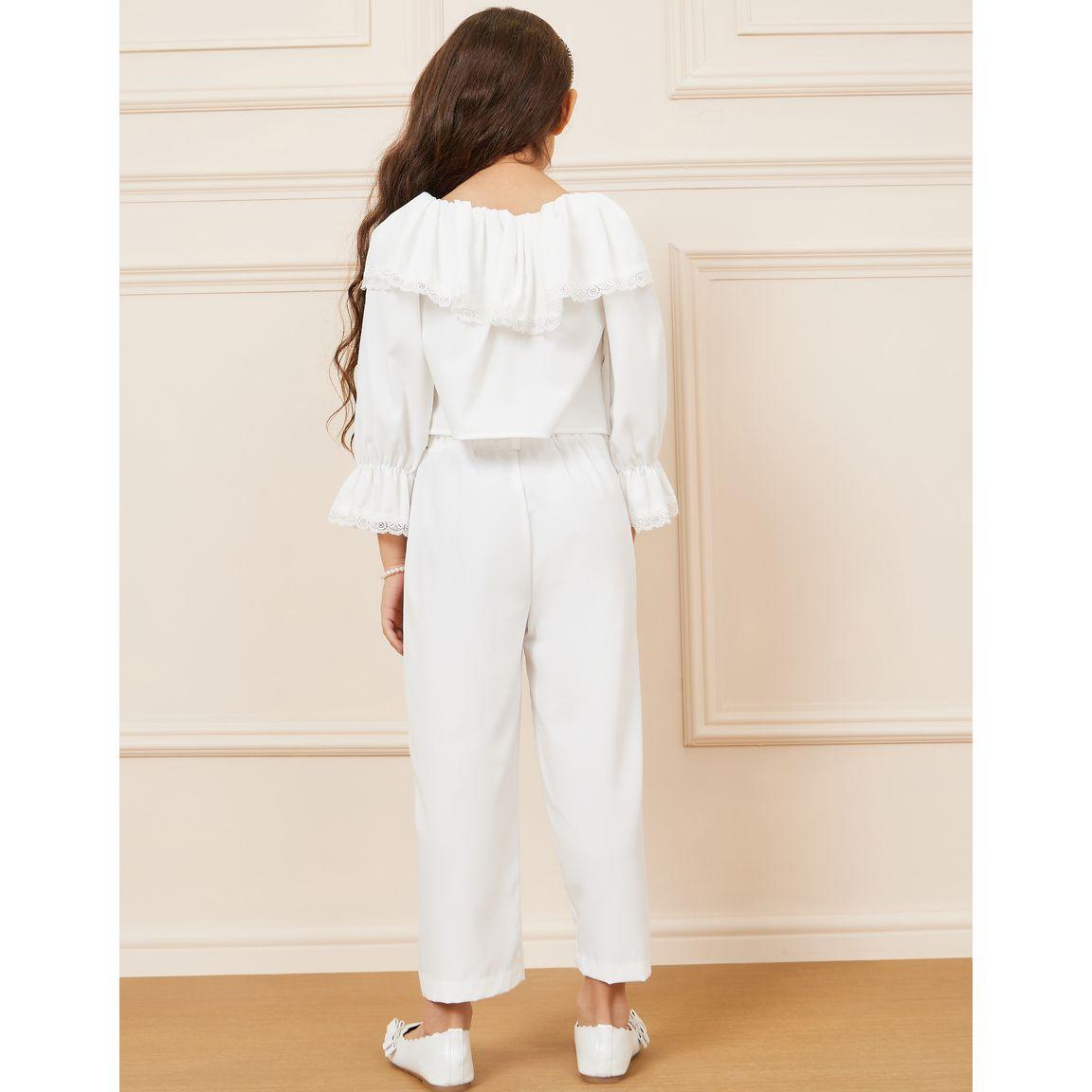 Styli Ruffle Layered Neck Top & Wide Leg Pant Set-girls-clothing-setsandcoords-image-5