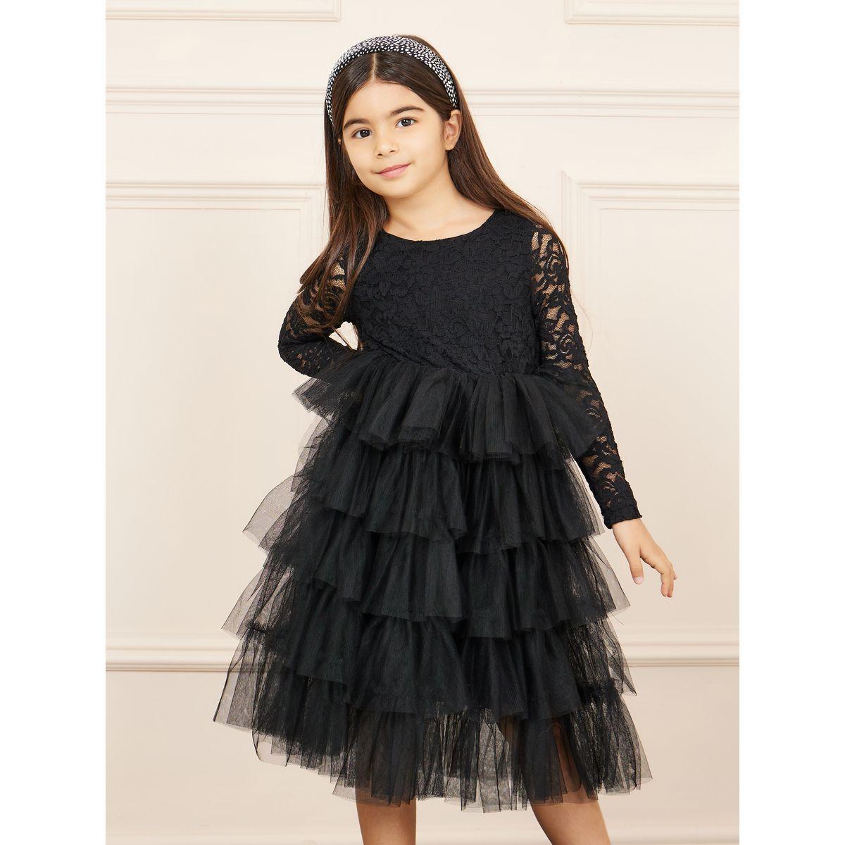 Styli Limited Lace Detail Mesh Insert Ruffle Layer Tiered Dress-girls-clothing-dressesandjumpsuits-image-2