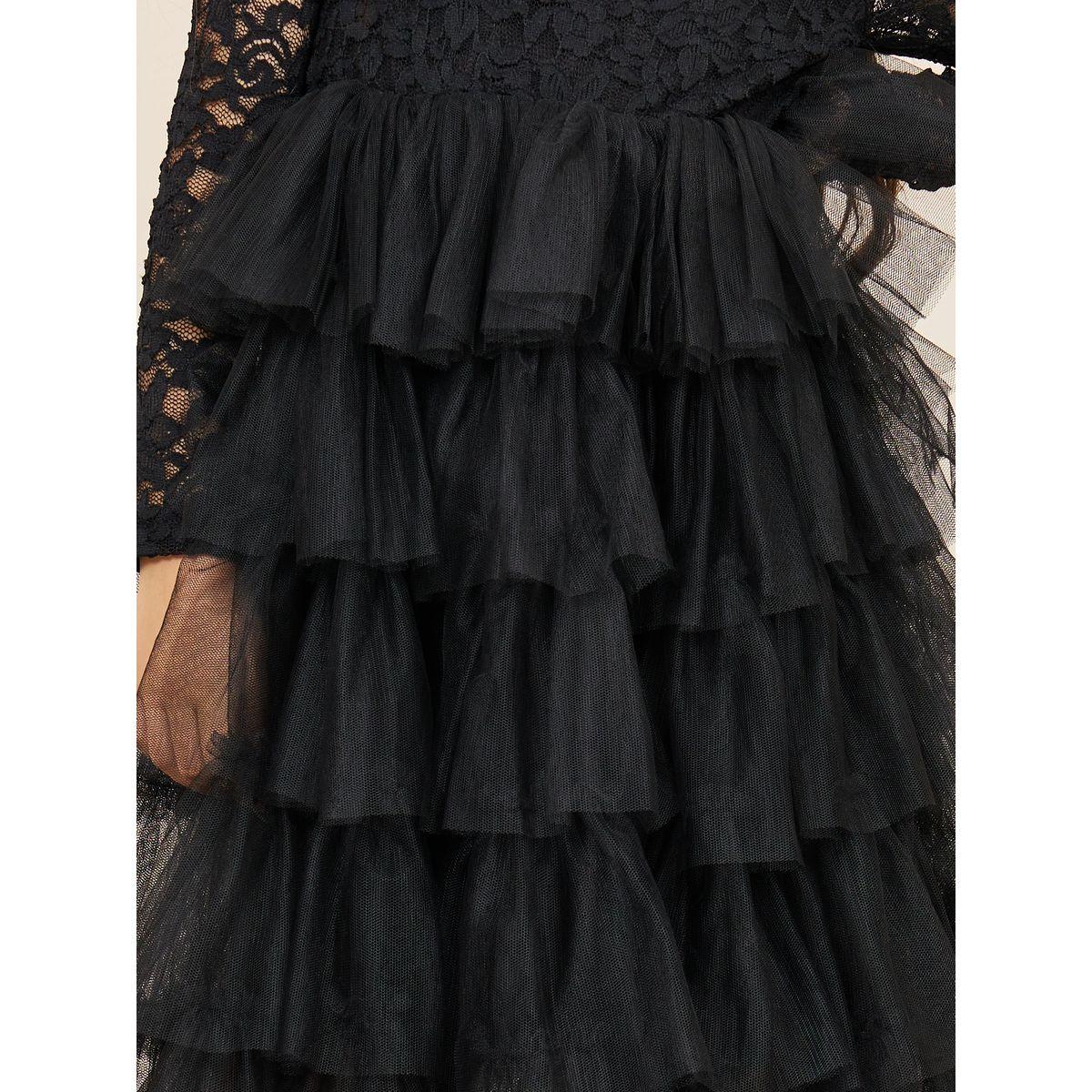 Styli Limited Lace Detail Mesh Insert Ruffle Layer Tiered Dress-girls-clothing-dressesandjumpsuits-image-3
