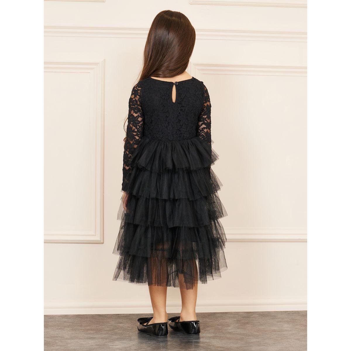 Styli Limited Lace Detail Mesh Insert Ruffle Layer Tiered Dress-girls-clothing-dressesandjumpsuits-image-4